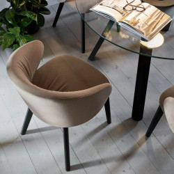 FAUTEUIL CONTEMPORAIN EN VELOURS PIEDS BOIS TUKA SOFT