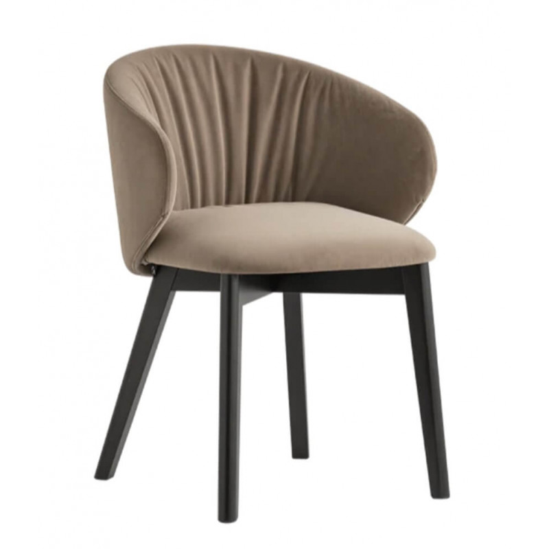 FAUTEUIL CONTEMPORAIN EN VELOURS PIEDS BOIS TUKA SOFT