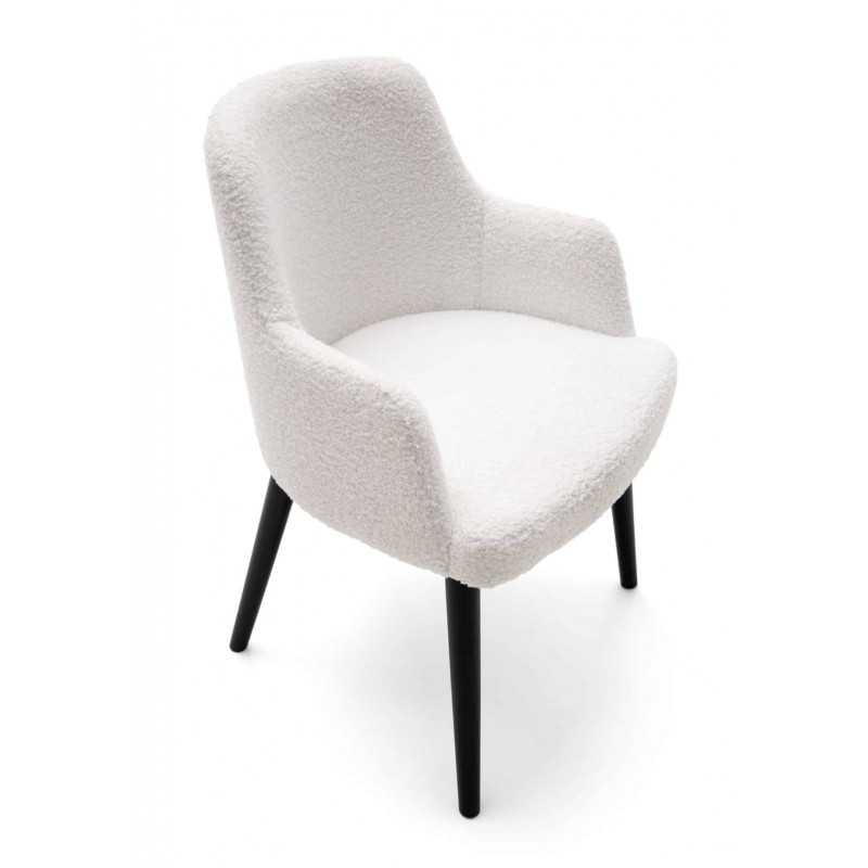 FAUTEUIL BOUCLETTE PIEDS BOIS COSMOS