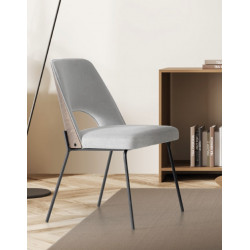 CHAISE CONTEMPORAINE TISSU, BOIS ET MÉTAL MILAN