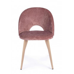 PETITE CHAISE RONDE EN VELOURS ET PIEDS BOIS LINZEY