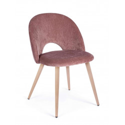 PETITE CHAISE RONDE EN VELOURS ET PIEDS BOIS LINZEY