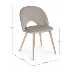 PETITE CHAISE RONDE EN VELOURS ET PIEDS BOIS LINZEY