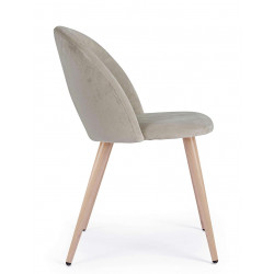 PETITE CHAISE RONDE EN VELOURS ET PIEDS BOIS LINZEY