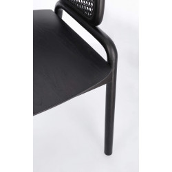 FAUTEUIL CANNÉ ET BOIS CONTEMPORAIN NOIR AC-ACC KEITH