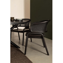 FAUTEUIL CANNÉ ET BOIS CONTEMPORAIN NOIR AC-ACC KEITH