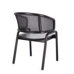 FAUTEUIL CANNÉ ET BOIS CONTEMPORAIN NOIR AC-ACC KEITH