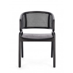 FAUTEUIL CANNÉ ET BOIS CONTEMPORAIN NOIR AC-ACC KEITH