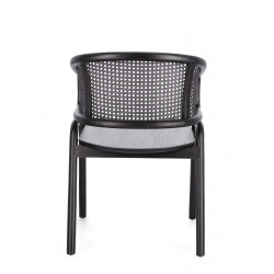 FAUTEUIL CANNÉ ET BOIS CONTEMPORAIN NOIR AC-ACC KEITH