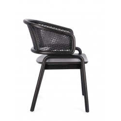 FAUTEUIL CANNÉ ET BOIS CONTEMPORAIN NOIR AC-ACC KEITH