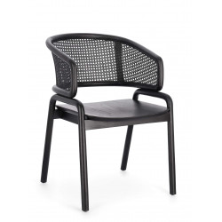 FAUTEUIL CANNÉ ET BOIS CONTEMPORAIN NOIR AC-ACC KEITH