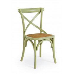 CHAISE BISTROT EN BOIS ET ROTIN CROSS