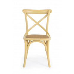 CHAISE BISTROT EN BOIS ET ROTIN CROSS