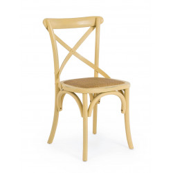 CHAISE BISTROT EN BOIS ET ROTIN CROSS