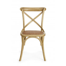 CHAISE BISTROT EN BOIS ET ROTIN CROSS