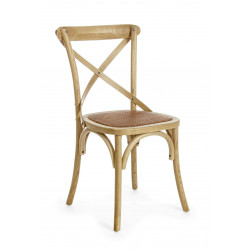 CHAISE BISTROT EN BOIS ET ROTIN CROSS