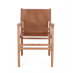 FAUTEUIL CONTEMPORAIN EN TECK ET CUIR CAROLINE