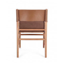 FAUTEUIL CONTEMPORAIN EN TECK ET CUIR CAROLINE